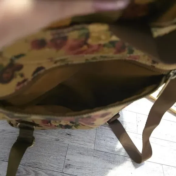 Patricia Nash Floral Canvas Backpack Vintage Rose Print Leather Trim Bag - Picture 14 of 14